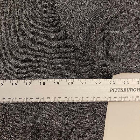 NWOT NINA LEONARD Cardigan XL Silver Black Sparkle Open Flared-Long-Sleeve - Picture 6 of 8